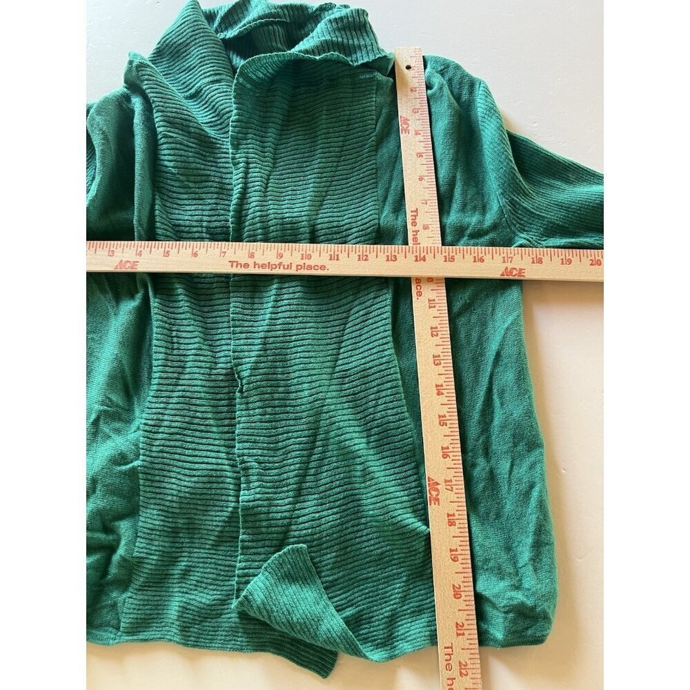 Vintage Y2K BCBG MaxAzria green shawl open cardigan M cotton cashmere - Picture 6 of 8